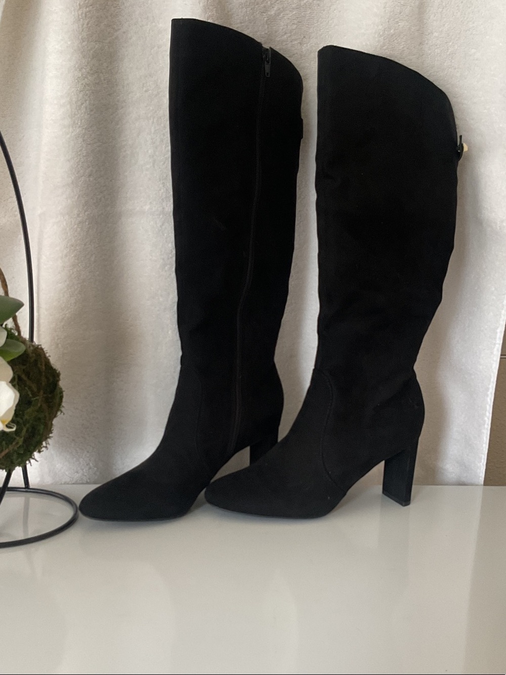 Alfani Black Suede Knee-High Block Heel Boots